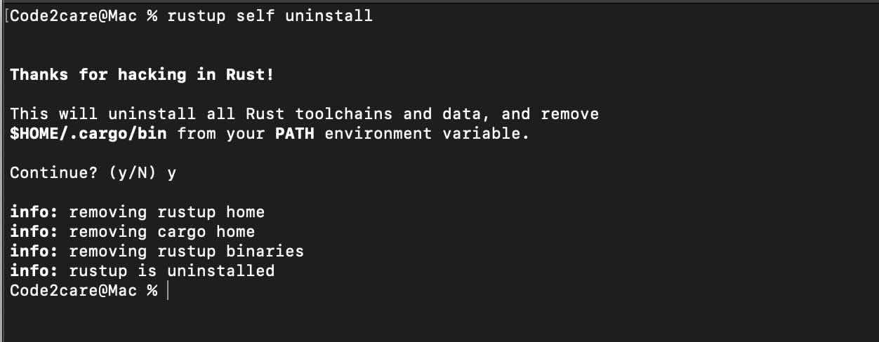 How to uninstall Rust Lang from Mac or Linux Example using Terminal